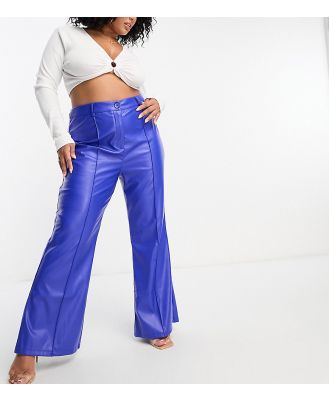 Urban Threads Curve faux leather wide leg pants in cobalt blue (part of a set)