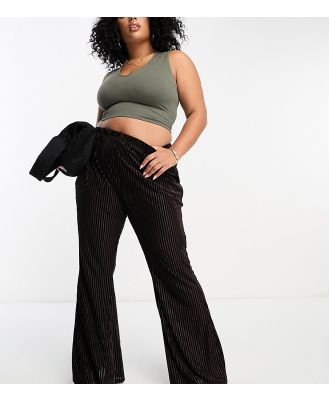 Urban Threads Curve velvet plisse wide leg pants in chocolate brown (part of a set)