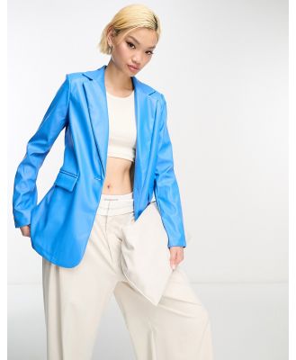 Urban Threads faux leather blazer in cobalt blue (part of a set)