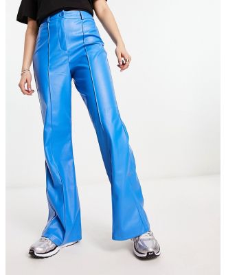 Urban Threads faux leather wide leg pants in cobalt blue (part of a set)