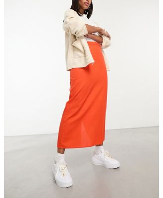 Urban Threads midaxi skirt in bright orange