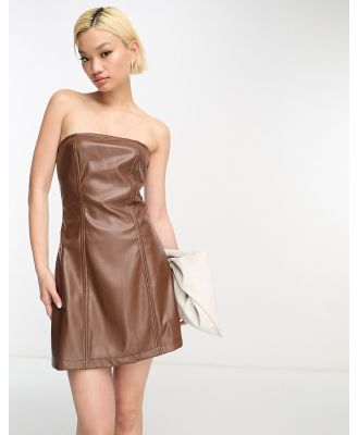 Urban Threads PU bandeau mini dress in brown