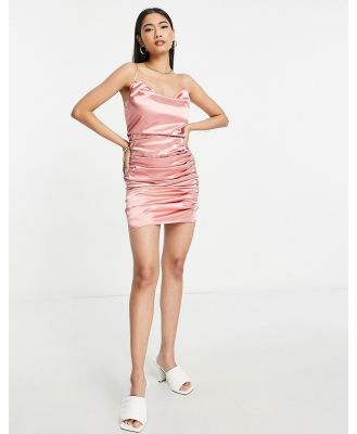 Urban Threads ruched satin mini dress in pink