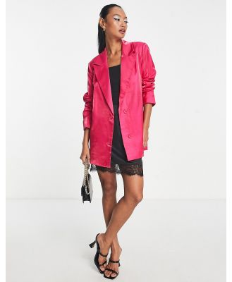Urban Threads satin blazer in hot pink (part of a set)