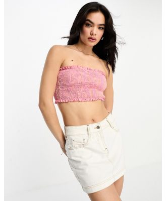 Urban Threads shirred bandeau top in pink check (part of a set)-Multi
