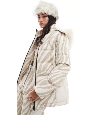 Urban Threads Ski jacket in beige animal print (part of a set)-Neutral