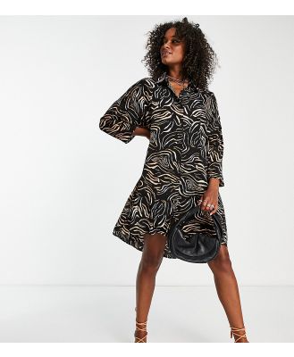 Urban Threads Tall oversized shirt dress in abstract animal-Multi