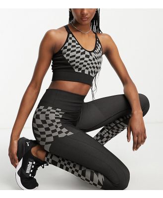 Urban Threads Tall seamless leggings in checkerboard print-Black