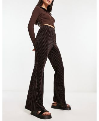 Urban Threads velvet plisse wide leg pants in chocolate brown (part of a set)