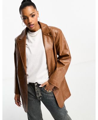 Urbancode faux leather blazer in vintage brown