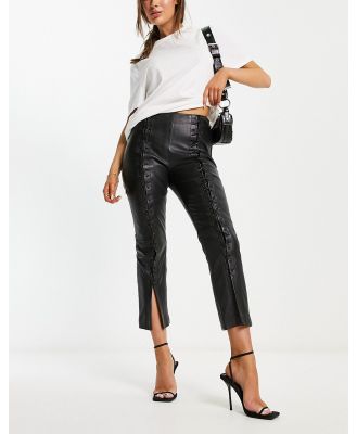 Urbancode real leather lace up pants in black