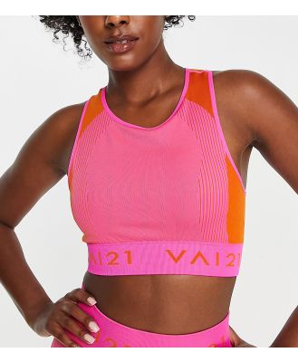 VAI21 seamless high neck crop top in pink and orange (part of a set)-Multi