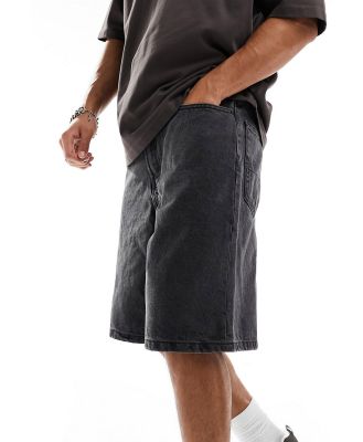Vans Check-5 baggy denim shorts in washed black