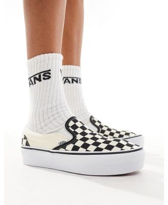 Vans Classic Slip-On Platform checkerboard sneakers in black and white