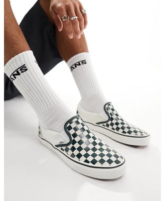 Vans Classic slip on sneakers in green checkerboard