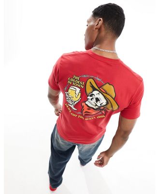 Vans coldest in town t-shirt with back print in chilli pepper-Red
