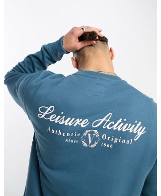 Vans leisure back print sweatshirt in teal-Blue