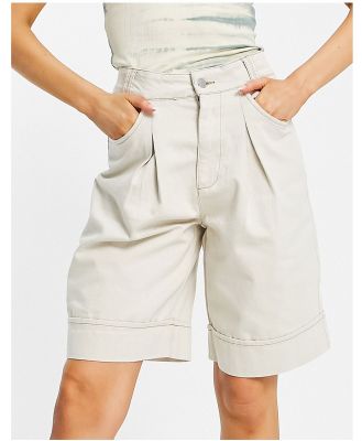 Vero Moda Aware cotton tailored city shorts in ecru - CREAM-White
