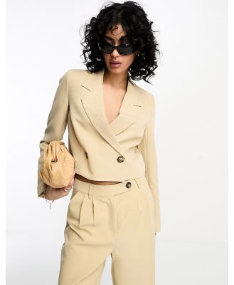 Vero Moda Aware tailored cropped blazer in beige (part of a set)-Neutral
