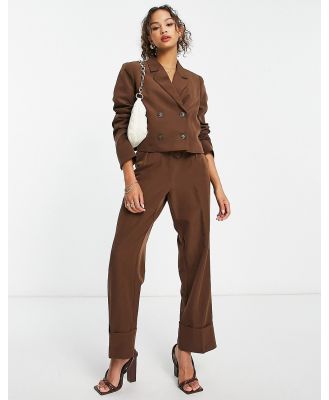 Vero Moda Aware tailored cropped suit blazer with open back in brown