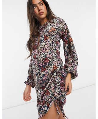 Vero Moda bodycon mini dress with ruching detail in mixed floral-Pink
