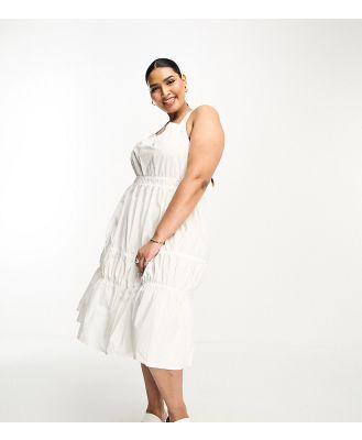 Vero Moda Curve cross back maxi dress in white