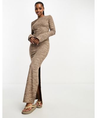 Vero Moda knitted scoop back maxi dress in brown