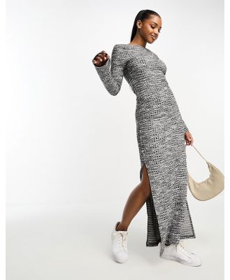 Vero Moda knitted scoop back maxi dress in grey melange