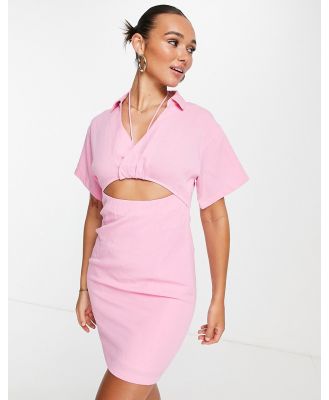 Vero Moda mini shirt dress with cut out in pink