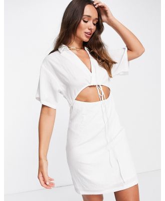 Vero Moda mini shirt dress with cut out in white