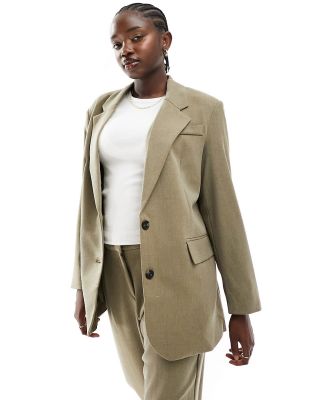 Vero Moda oversized tailored blazer in beige (part of a set)-Neutral