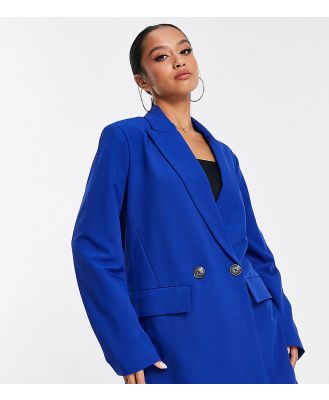 Vero Moda Petite tailored double breasted suit blazer in cobalt blue