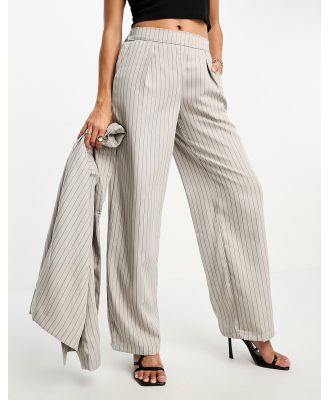 Vero Moda pinstripe relaxed wide leg pants in grey (part of a set)