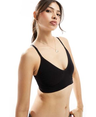 Vero Moda seamless deep v bra top in black