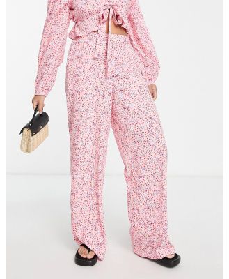 Vero Moda wide leg pants in pink floral (part of a set)