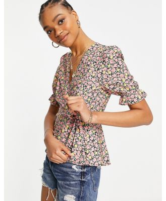 Vero Moda wrap blouse in ditsy floral-Multi