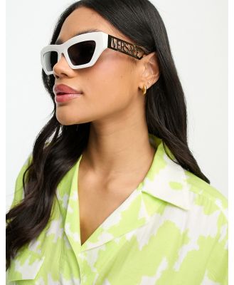 Versace rectangle festival sunglasses with gold detail in white