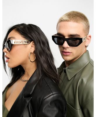 Versace rectangle sunglasses with gold detail in black