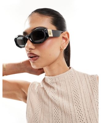 Versace slim hexagonal sunglasses in black and gold
