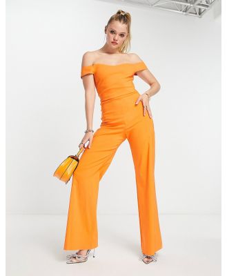 Vesper bardot wide leg jumpsuit in orange