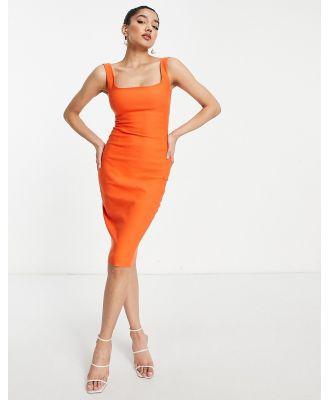 Vesper bodycon midi dress in tangerine-Orange