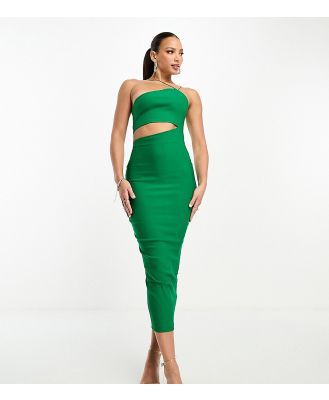 Vesper Tall asymmetric halterneck midi cut out dress in green