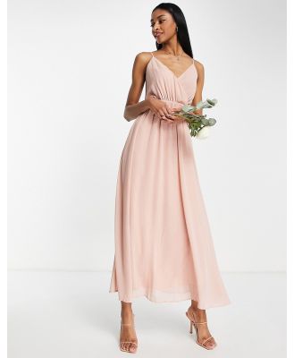 Vila bridesmaid maxi dress in light pink