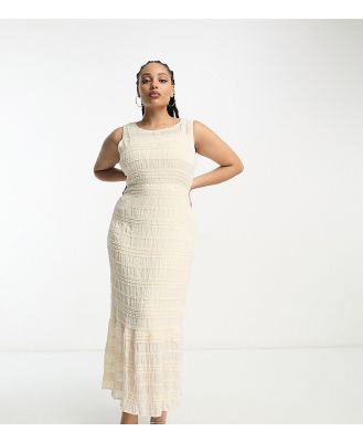 Vila Curve Bridal lace maxi dress in cream-White