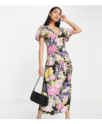 Vila exclusive midi dress in bright floral print-Multi