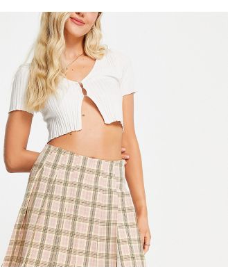 Vila Exclusive pleated mini skirt in pink check-Multi