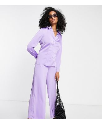 Vila exclusive satin wide leg pants in purple (part of a set)