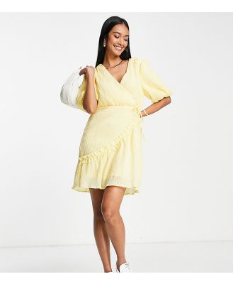 Vila Exclusive textured mini dress with frill seam detail in pastel yellow