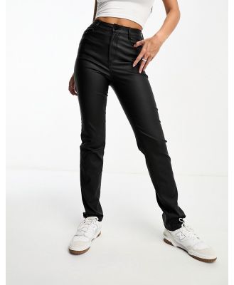 Vila high waist coated pants in black