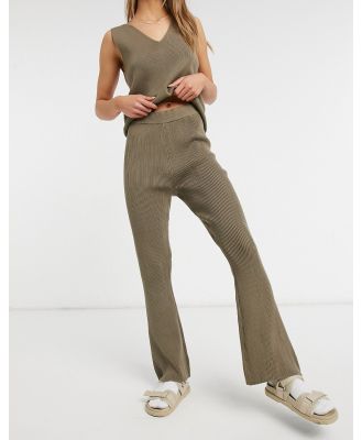 Vila knitted wide leg pants co-ord in taupe-Grey